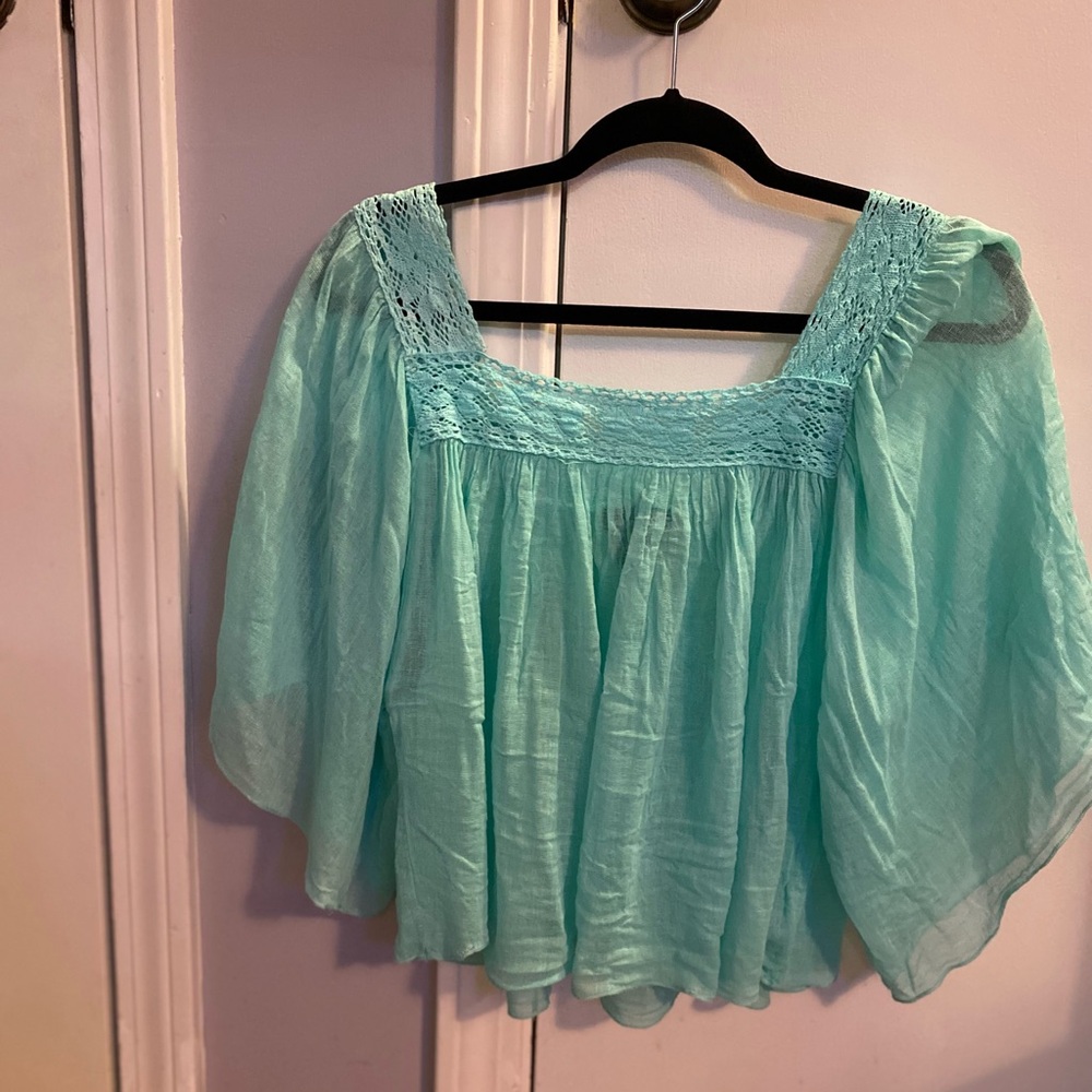 Cotton Express Green Smocked Blouse